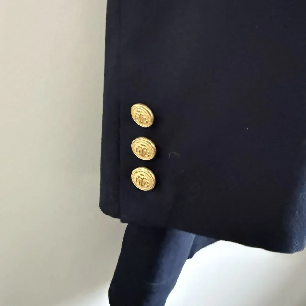 Vintage Brooks Brothers Blazer Mens 44L Navy Blue Gold Buttons Wool Made In USA